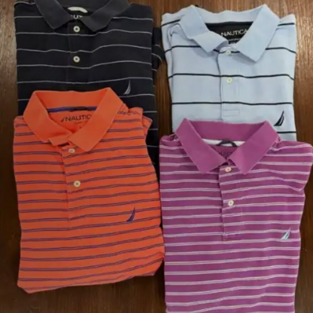Nautica Men's Stripped Polo Set Size Large, Set of 4